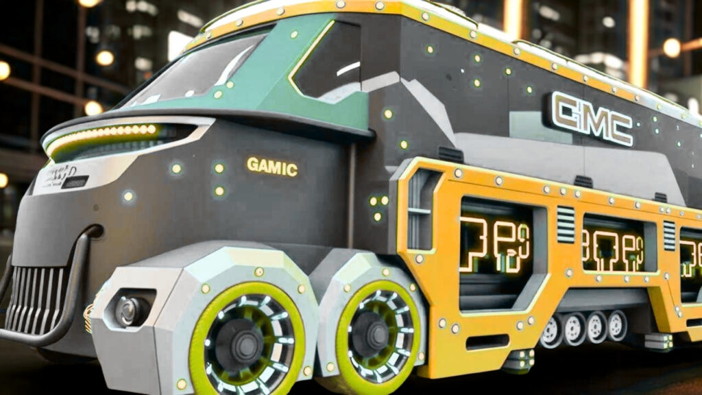 Futuristic vehicle with neon accents