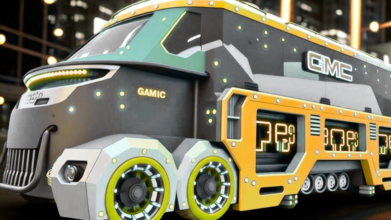 Futuristic vehicle with neon accents